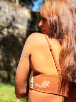 Cropped Laço Dupla Face Terracota e Creme
