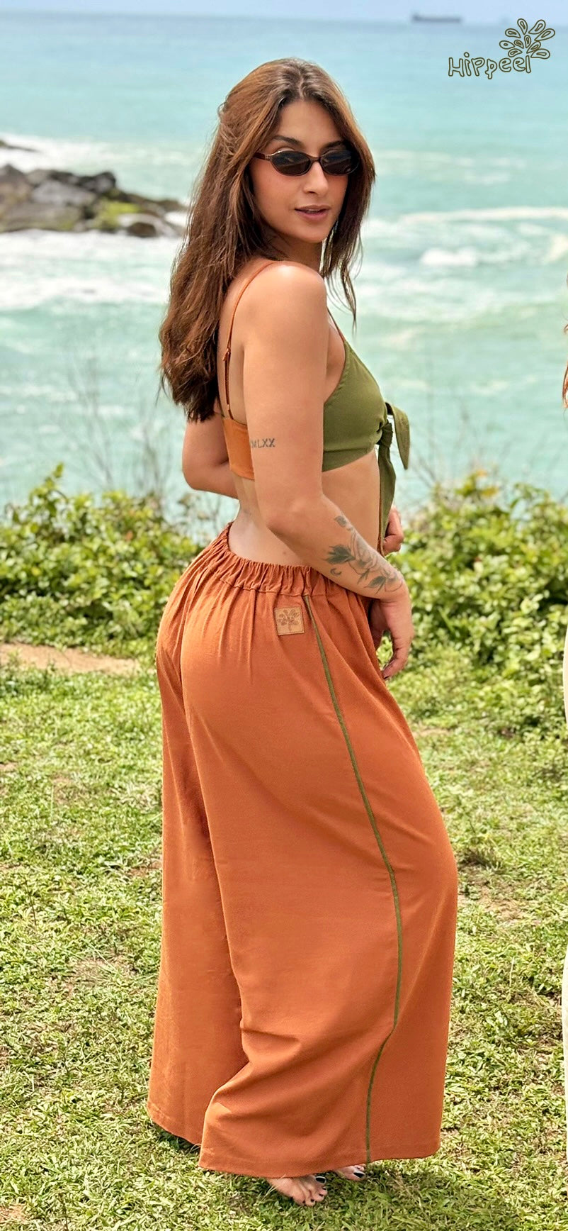 Calça Tijolinho listra verde