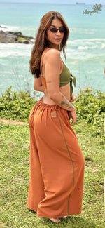 Calça Tijolinho listra verde